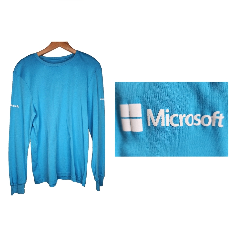 Microsoft Logo Long Sleeve Tee by Own It in Blue Size XS New Without Tags